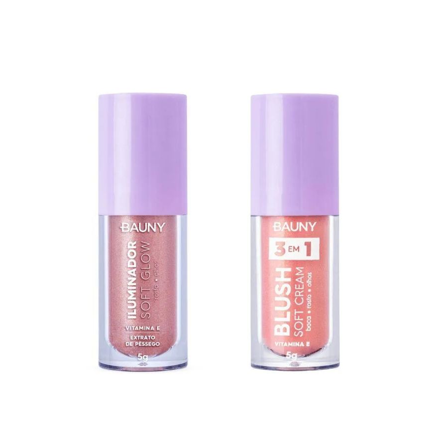 Bauny Kit Iluminador Liquido Sunny + Blush Líquido Magic