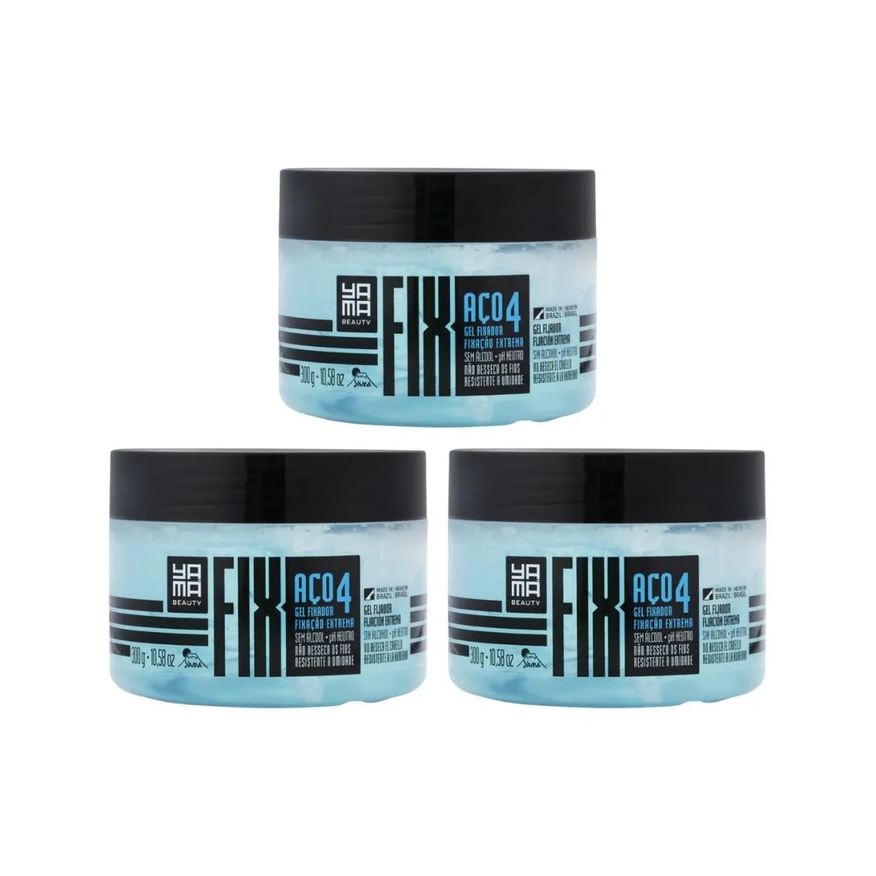 Yamá Gel Fixador Yama Fix 300g Aço - Kit C / 3un