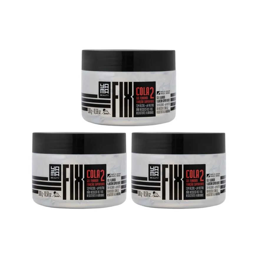 Yamá Gel Fixador Yama Fix 300g Cola - Kit C / 3un