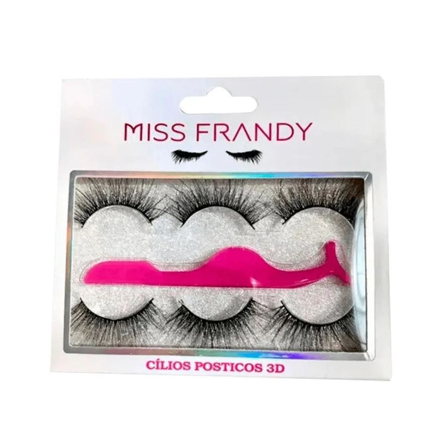 Miss Frandy Kit Cílios Postiços com 3 Pares e Uma Pinça