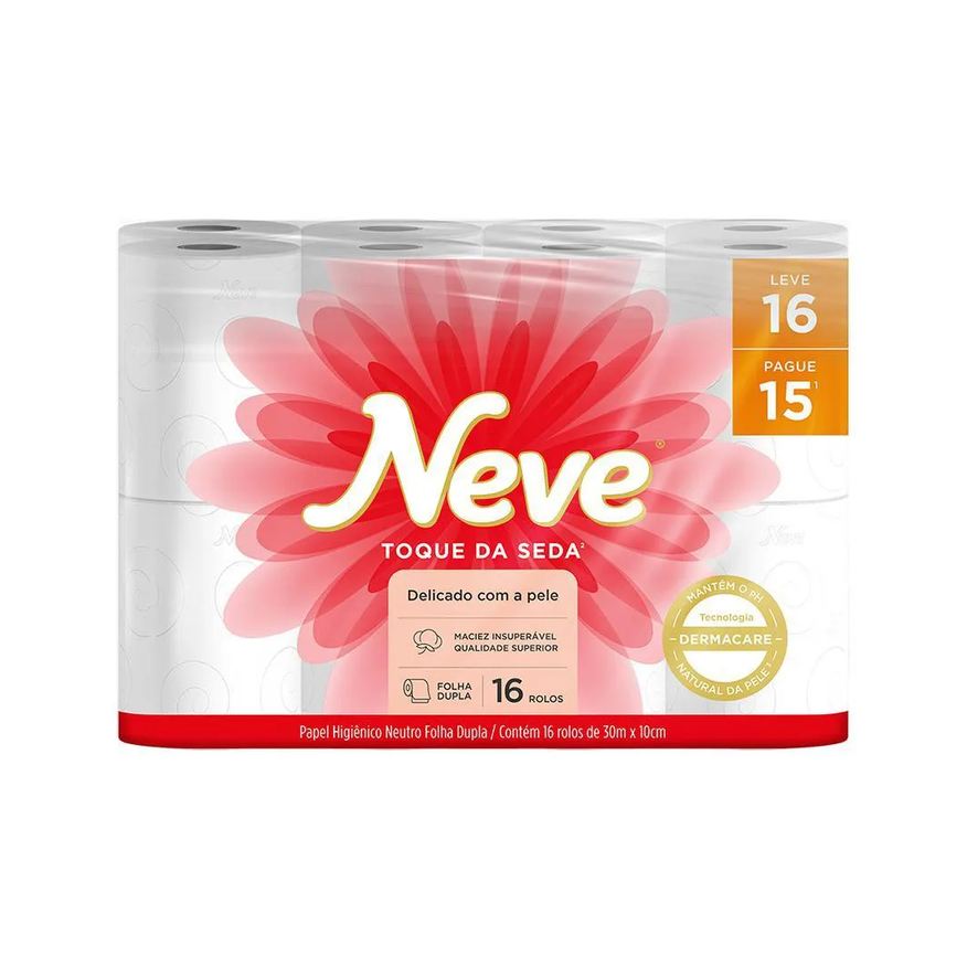 Seda Kit 2 Papel Higiênico Neve Toque de Folha Dupla 16un Cada