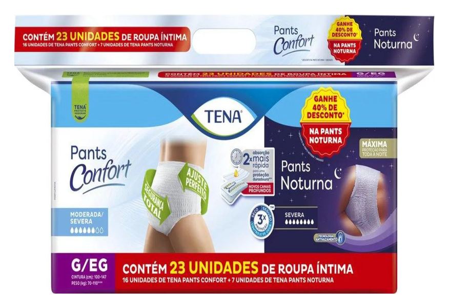 Tena Kit Roupa Íntima Confort G/eg 16un + Roupa Íntima Noturna G/eg 7un