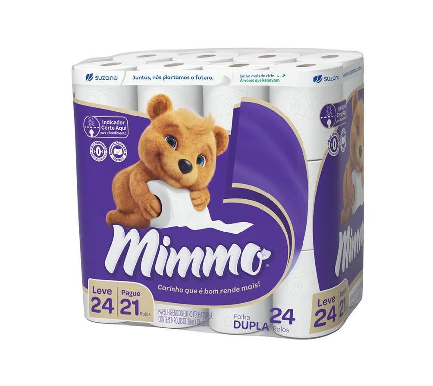 Higiênico Papel Mimmo Folha Dupla 30m Leve 24 Pague 21