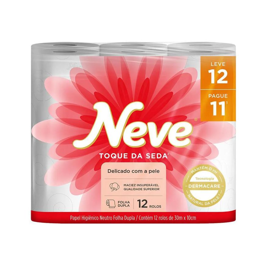 Seda Papel Higiênico Neve Toque de Folha Dupla Leve 12 Pague 11