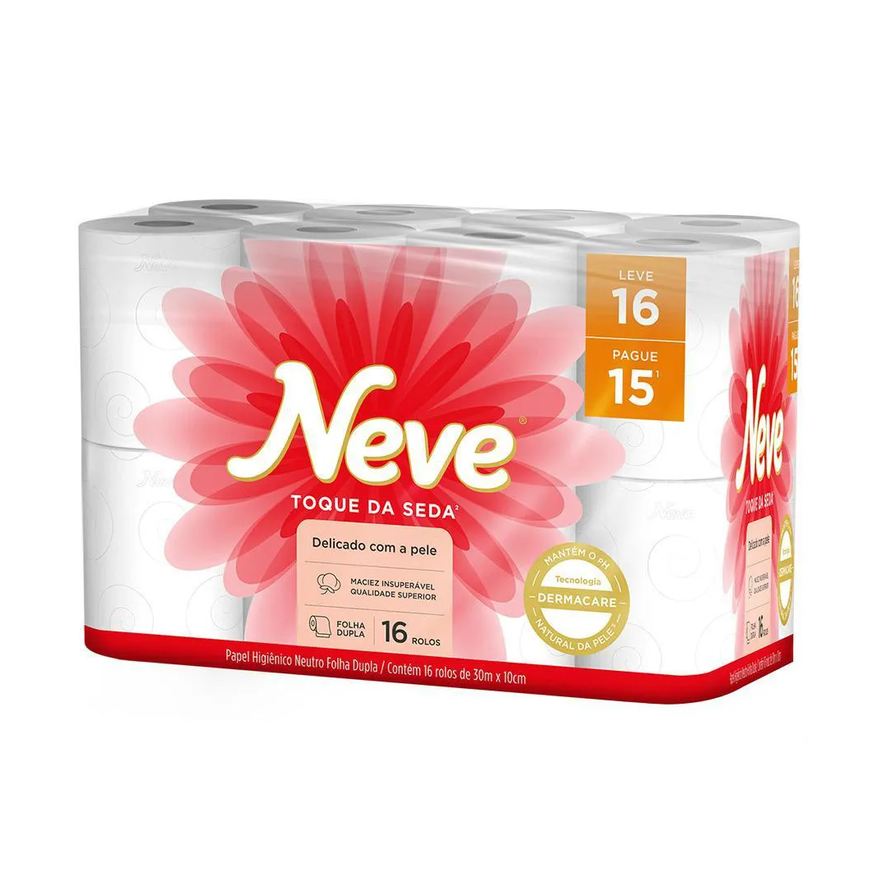 Seda Papel Higiênico Neve Toque de Folha Dupla Leve 16 Pague 15