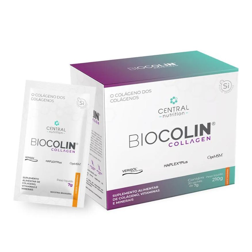 Central Nutrition Biocolin Collagen Colágeno 7g 30 Sachês Tangerina