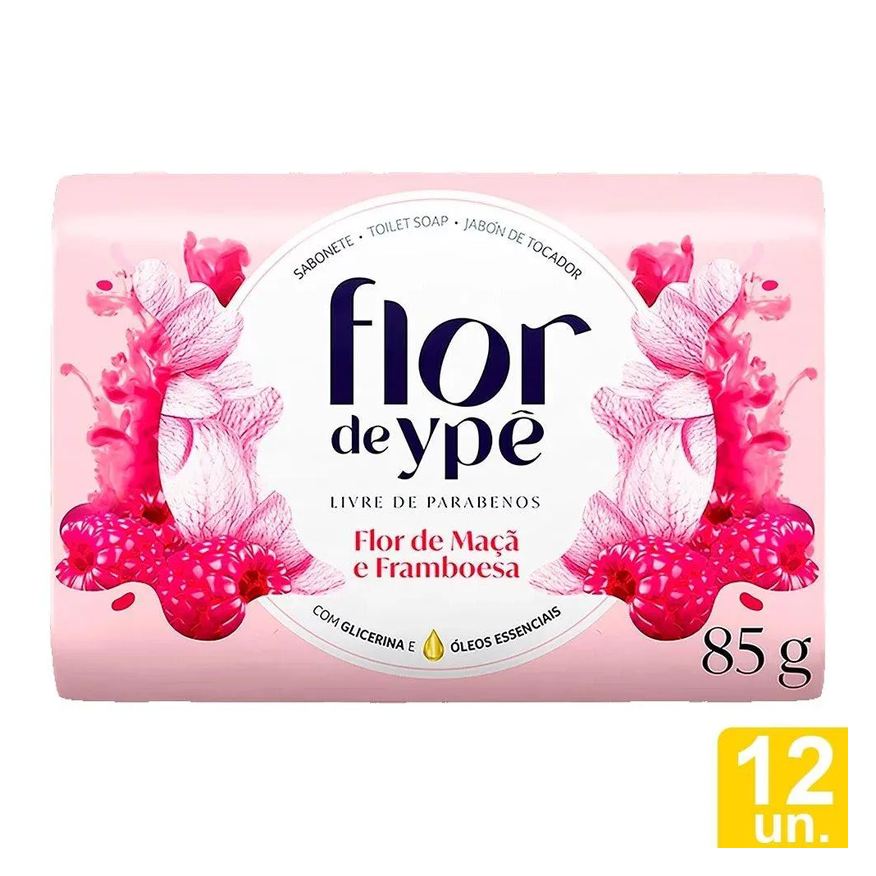 Ypê Sabonete Flor de Maça e Framboesa 85g Embalagem com 12 unidades