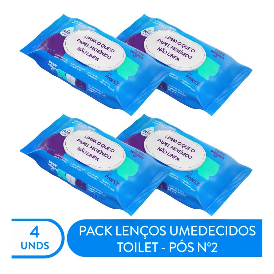 Umedecido Lenço Toilet Free Wipes 4 Unidades