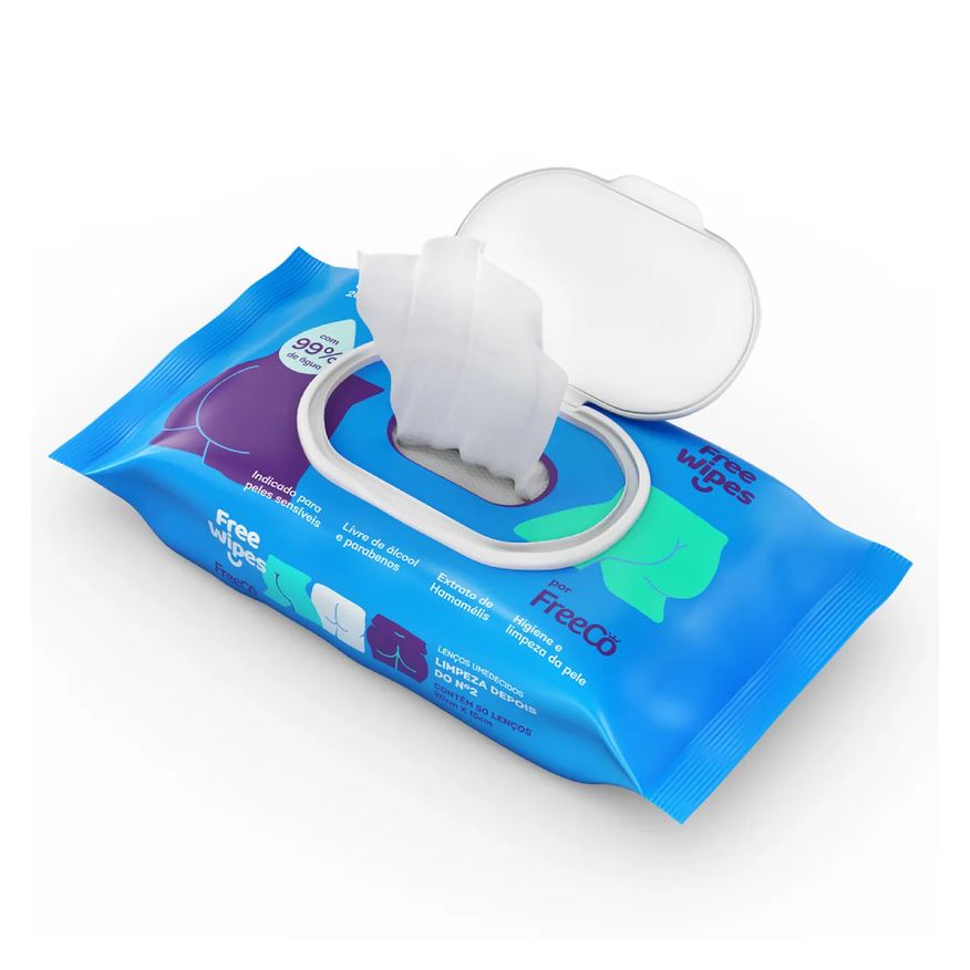 Umedecido Lenço Toilet Free Wipes 4 Unidades
