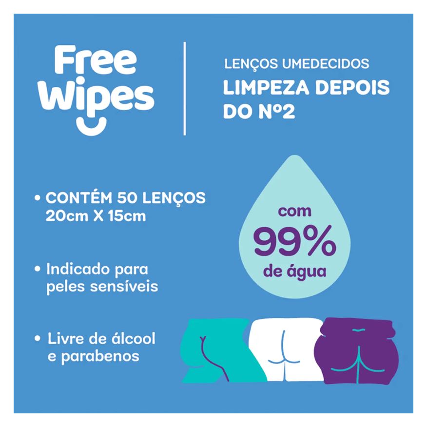 Umedecido Lenço Toilet Free Wipes 4 Unidades