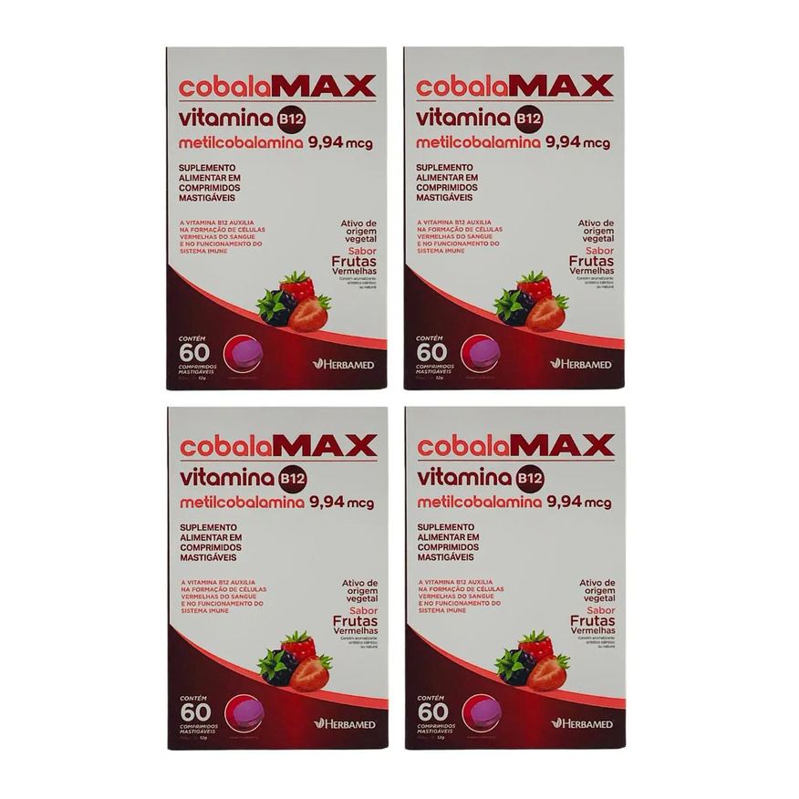 Herbamed 4 Caixas Vitamina B12 Cobalamax 60 comprimidos