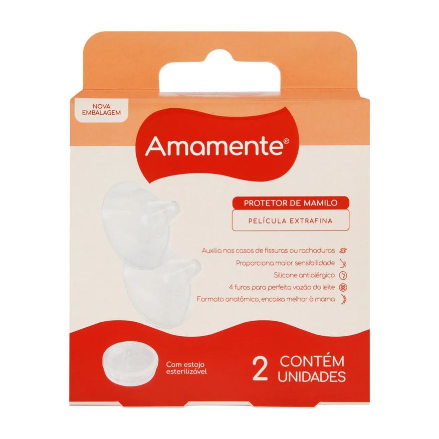 Amamente Protetor de Mamilo Amamante Bico de Silicone 2 unidades