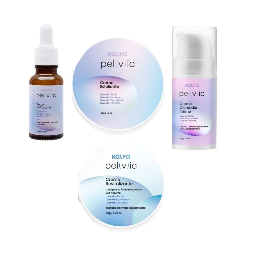 Kalya Kit Pelvic Clareador, Sérum, Esfoliante e Creme Revitalizante
