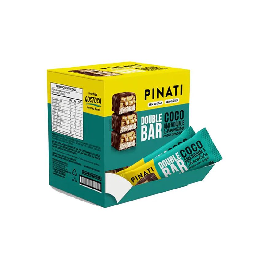 Pinati Double Bar Coco, Amendoim e Chocolate 35g - 32 unidades