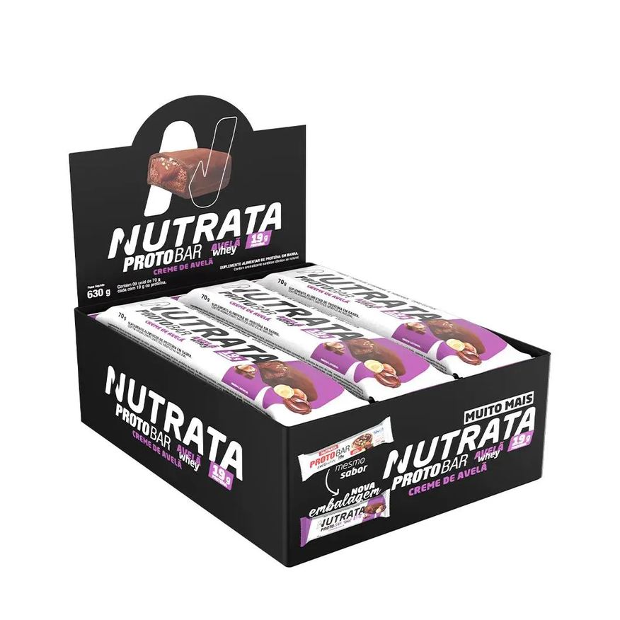 NUTRATA PROTO BAR WHEY - SABOR AVELã - 9 UNIDADES DE 70g