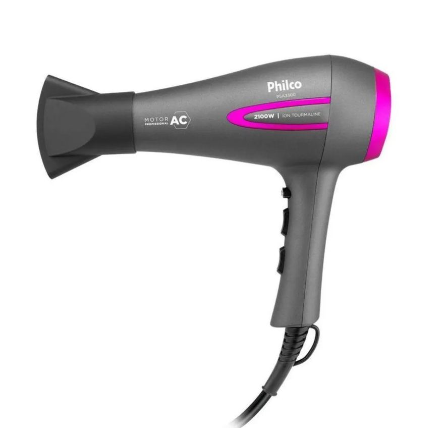 Philco Secador Ions Tourmaline 2100w Cinza/rosa - 110v