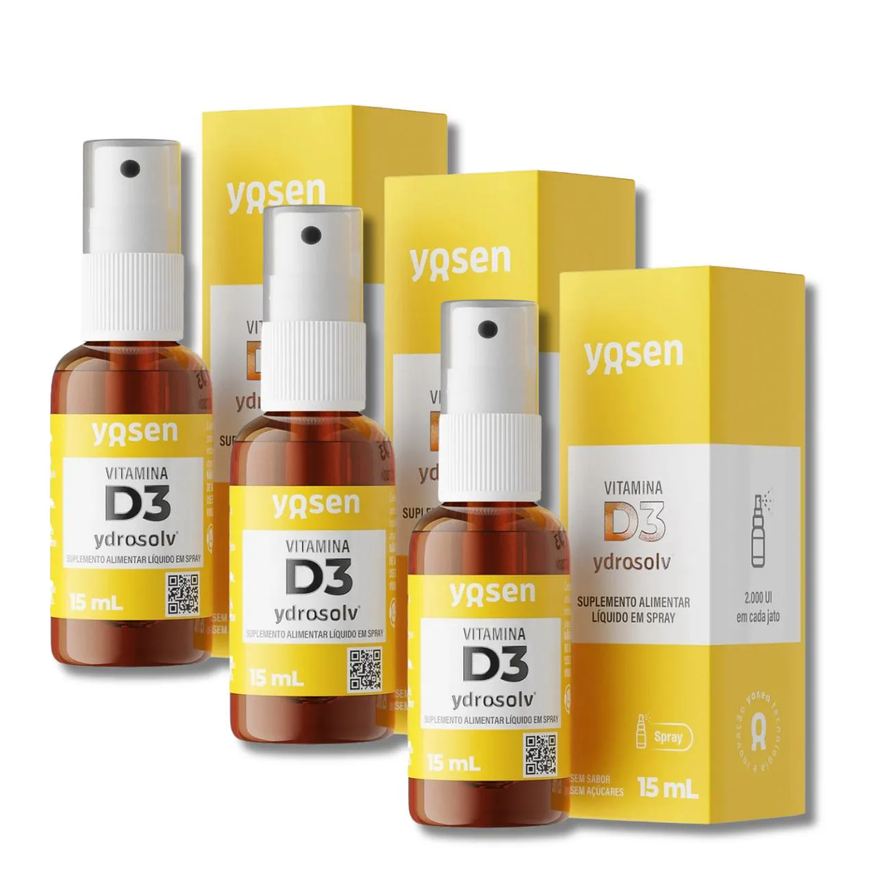 Yosen Kit 3 Vitamina D3 Ydrosolv em Spray - 15ml
