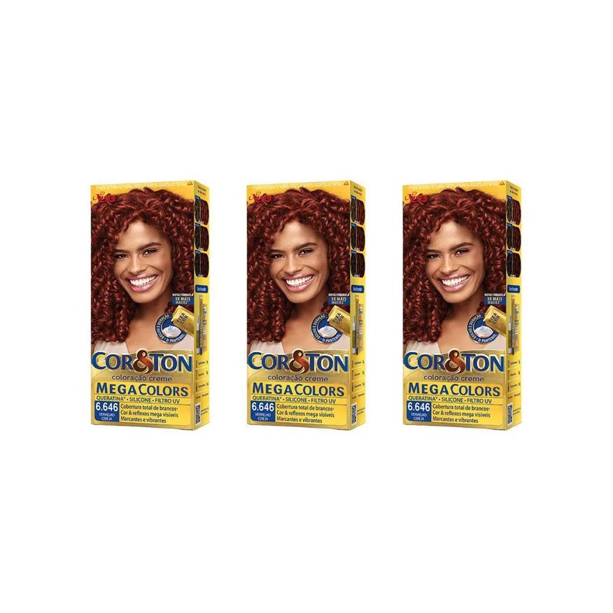 Cor&ton Coloraçao 6.646 Vermelho Cereja 50g - Kit C / 3