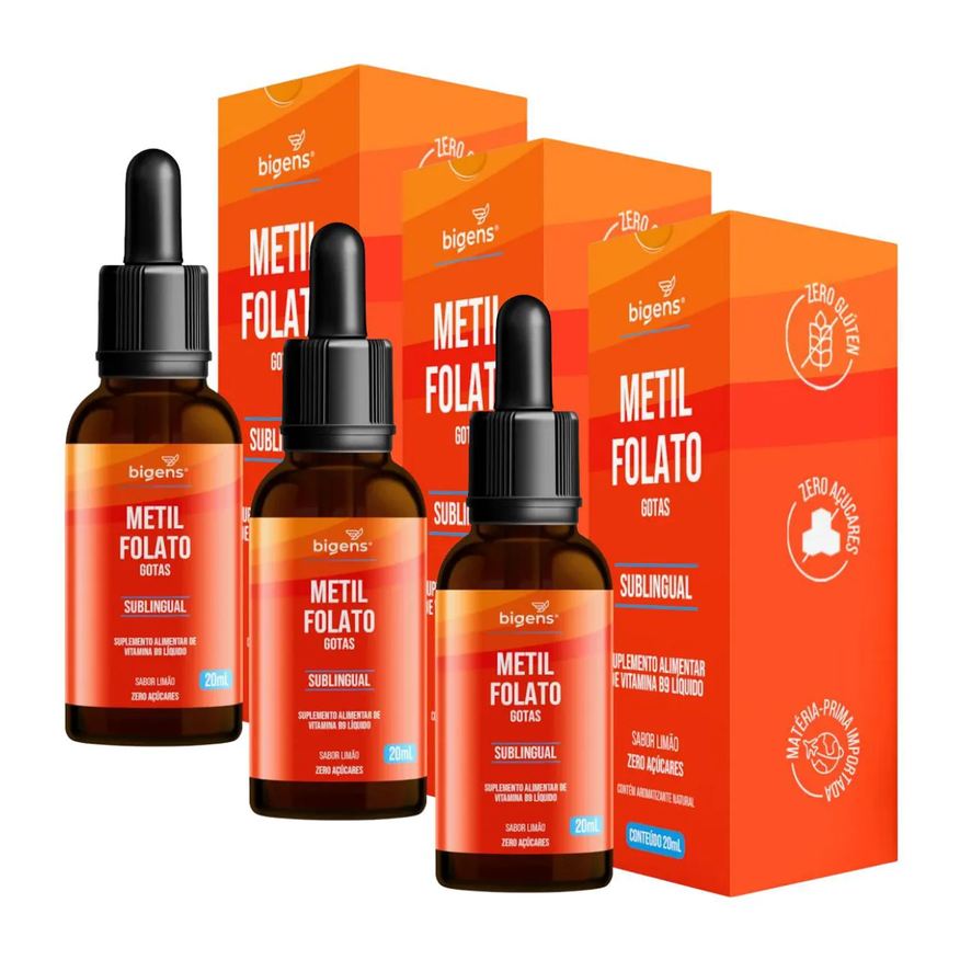 BIGENS 3X METILFOLATO VITAMINA B9 LIMãO 20ml