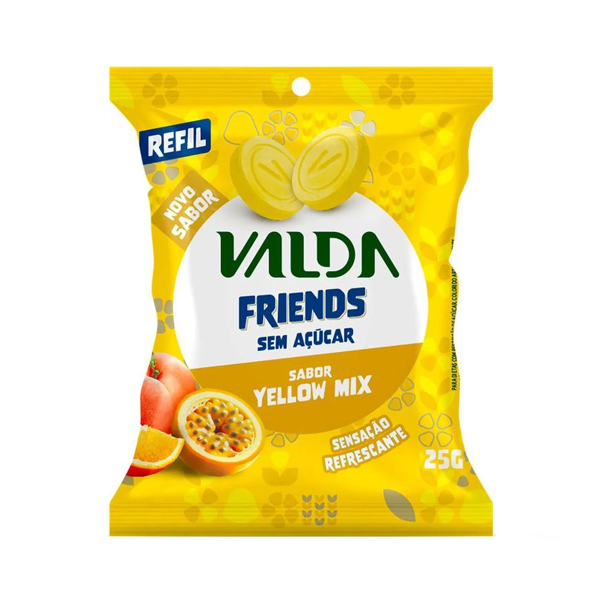 Valda Pastilhas Friends Frutas Amarelas Sem Açúcar 25g