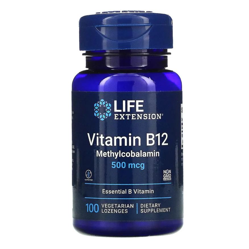 Life Extension Vitamina B12 Metilcobalamina 500mcg 100 Sublingual - Life Ext. - Importado e Original