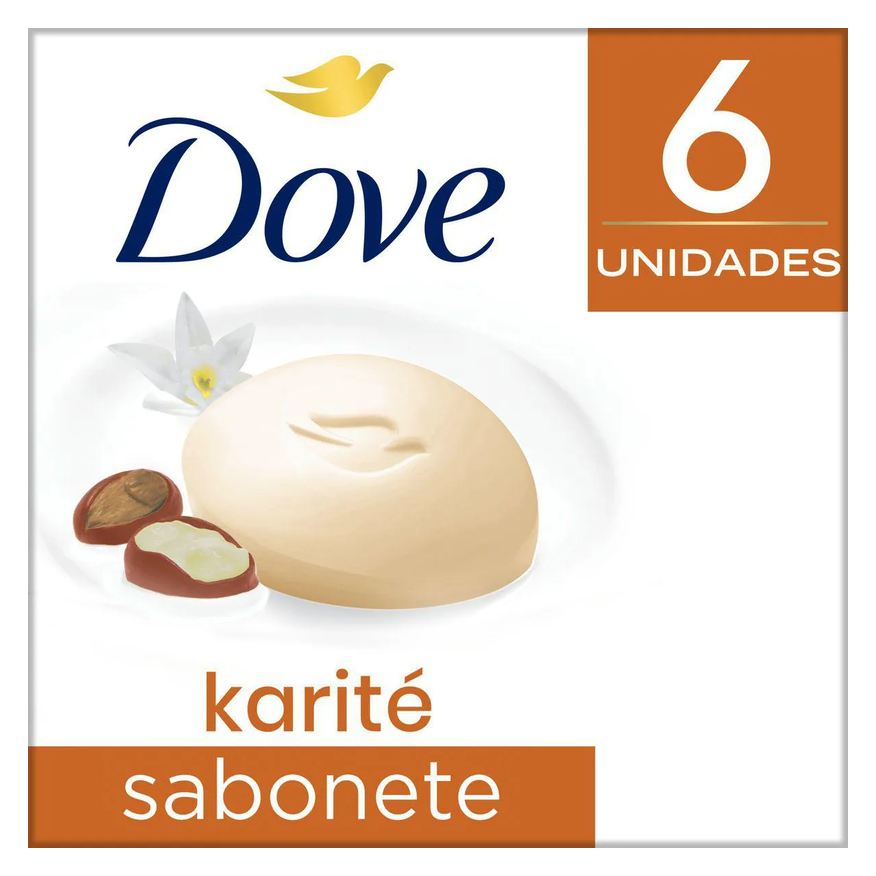 Dove Kit Sabonete em Barra Karité e Baunilha 90g 6 unidades