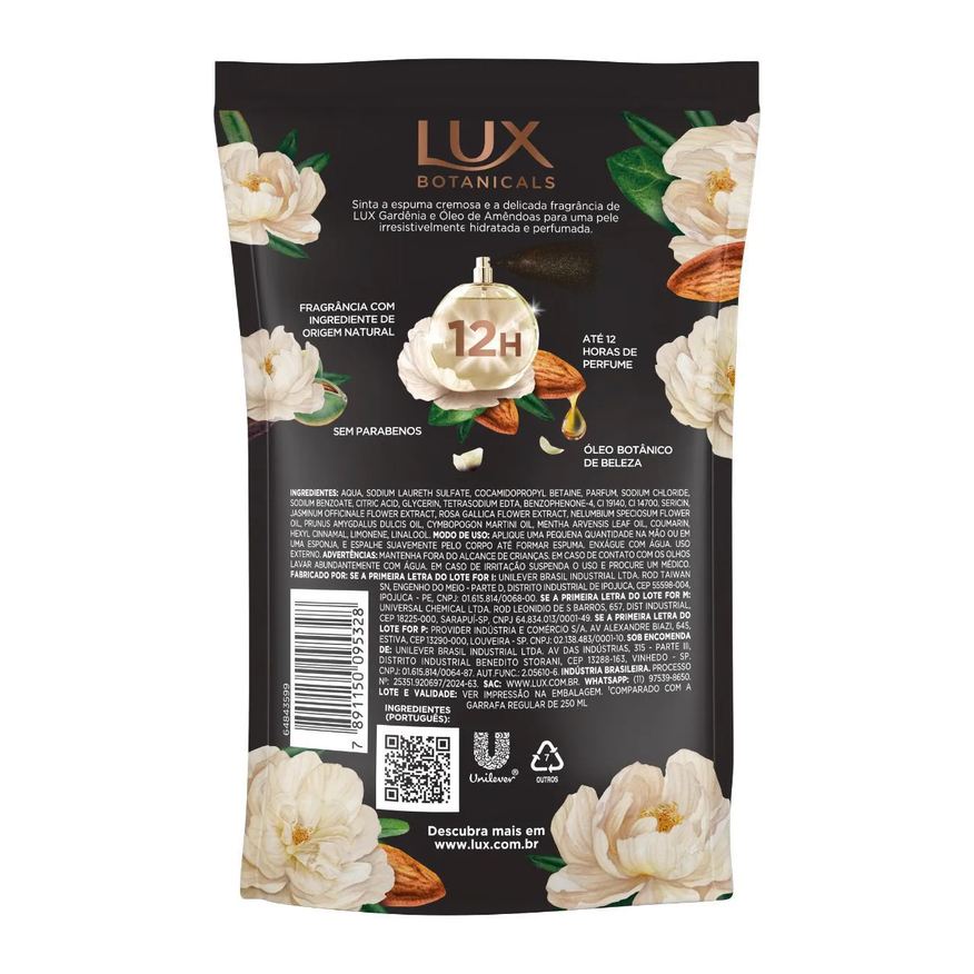 Amend Refil Sabonete Líquido Lux Botanicals Gardênia e Óleo de Amêndoas 12h Glicerinado 200ml