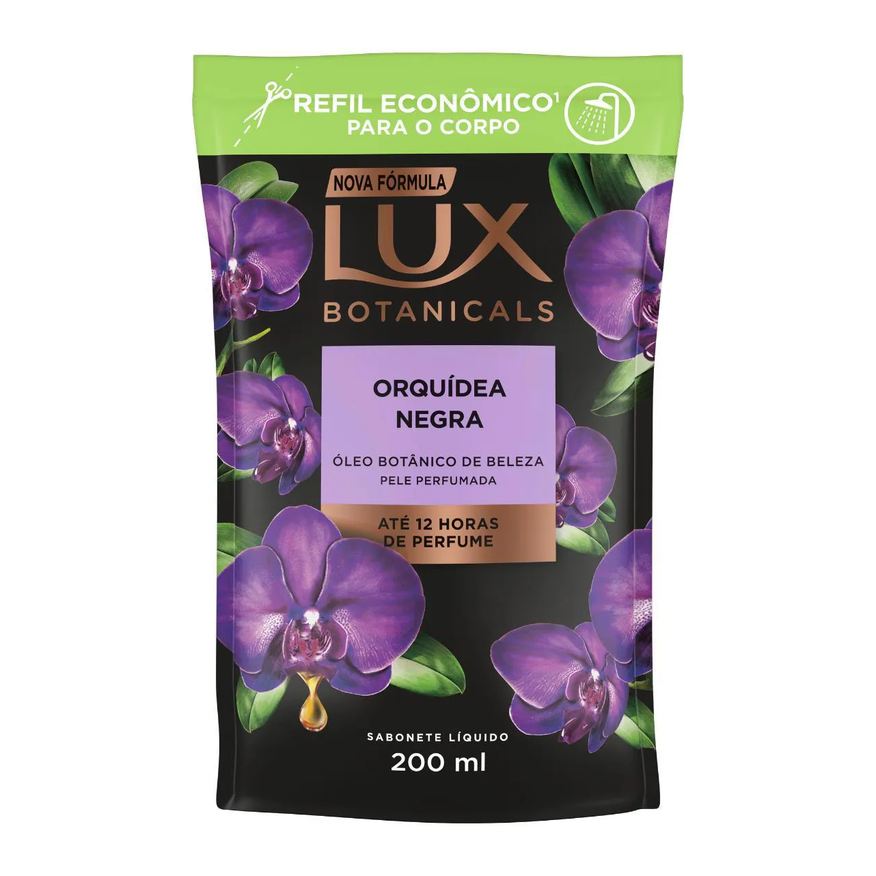 Líquido Sabonete Lux Botanicals Orquídea Negra Refil com 200ml