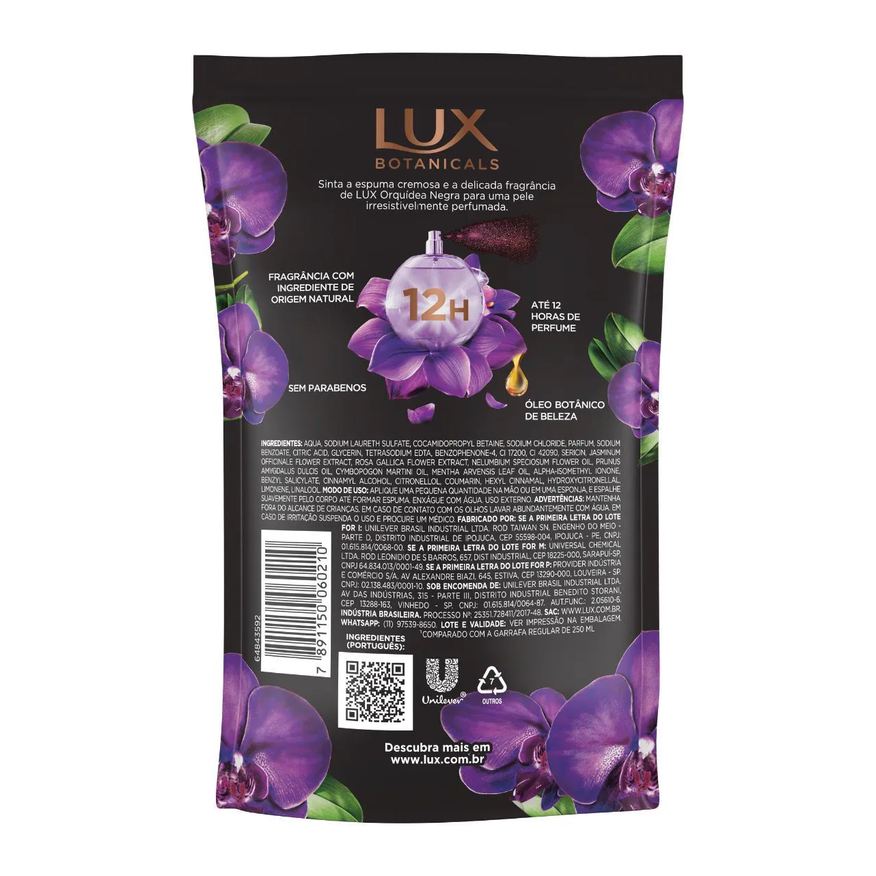 Líquido Sabonete Lux Botanicals Orquídea Negra Refil com 200ml