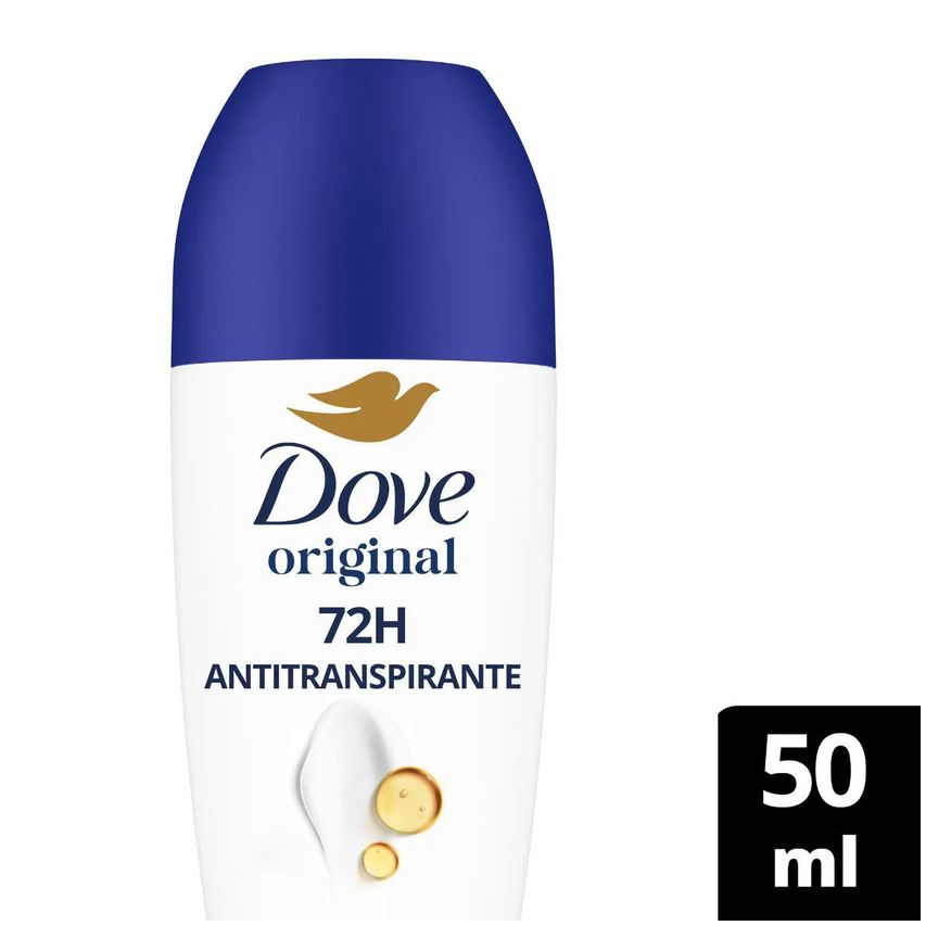 Dove Desodorante Antitranspirante Roll-On Original Feminino Sem Álcool 48h 50ml