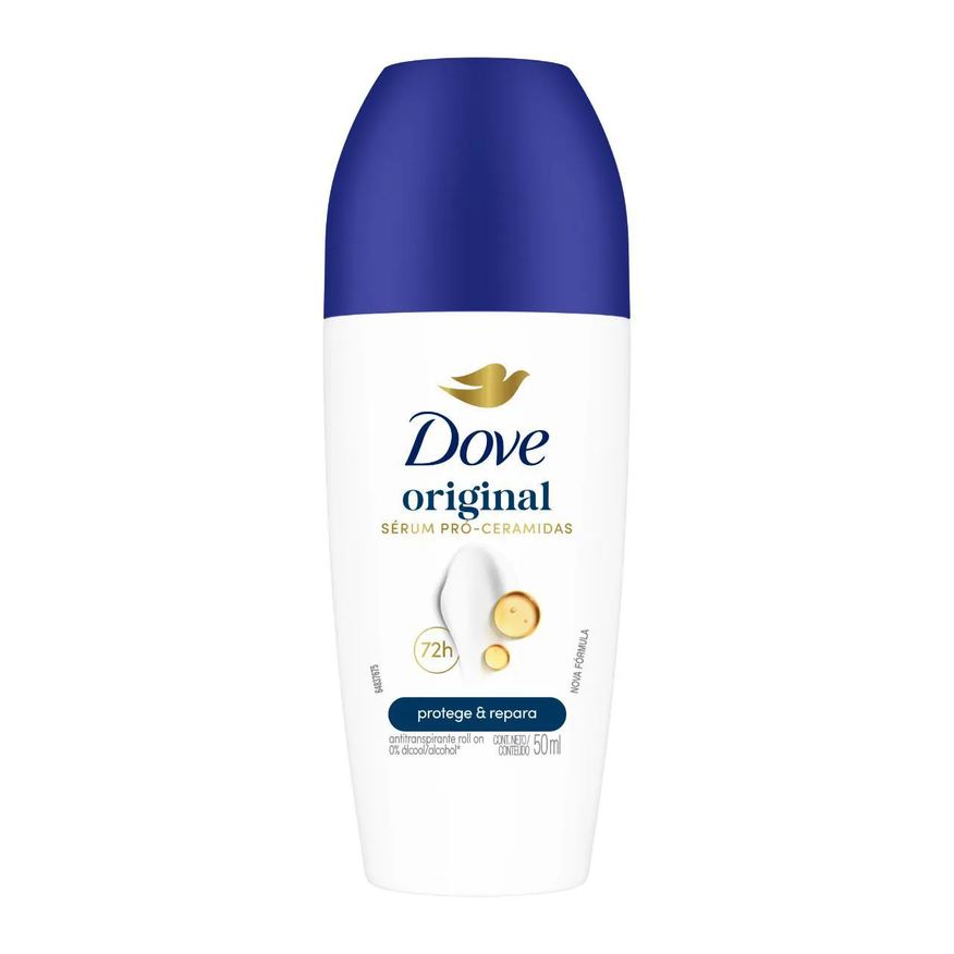 Dove Desodorante Antitranspirante Roll-On Original Feminino Sem Álcool 48h 50ml