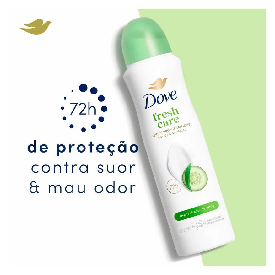 Dove Desodorante Antitranspirante Aerosol Go Fresh Pepino e Chá Verde Feminino 48h 150ml