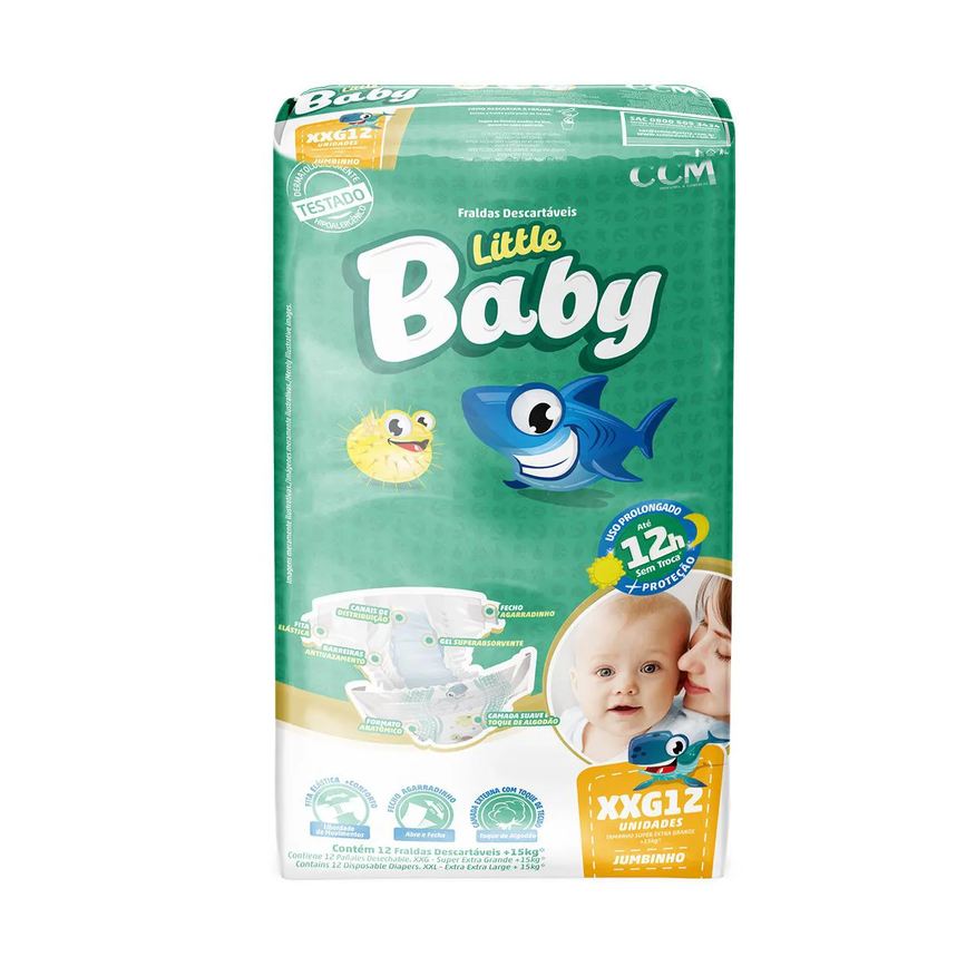 Little Baby Fralda Descartável Jumbinho Xxg com 12 unidades