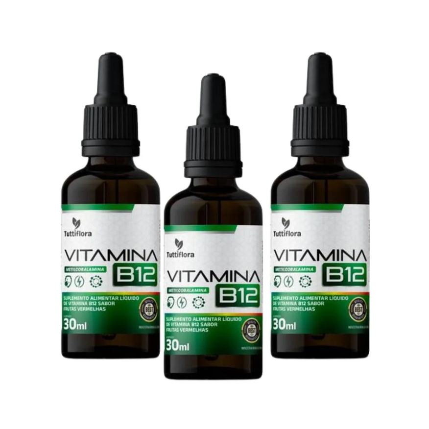 Tuttiflora 3x Vitamina B12 (metilcobalamina) Sabor Frutas Vermelhas 30ml