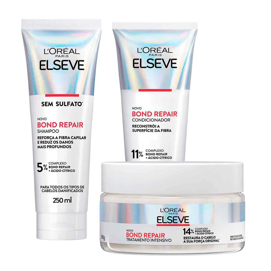 Elseve Kit Bond Repair Condicionador + Shampoo + Creme de Tratamento Intensivo