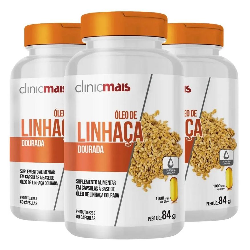 Clinic Mais Kit 3x Óleo de Linhaça Dourada 1000mg 60 cápsulas - Clinicmais