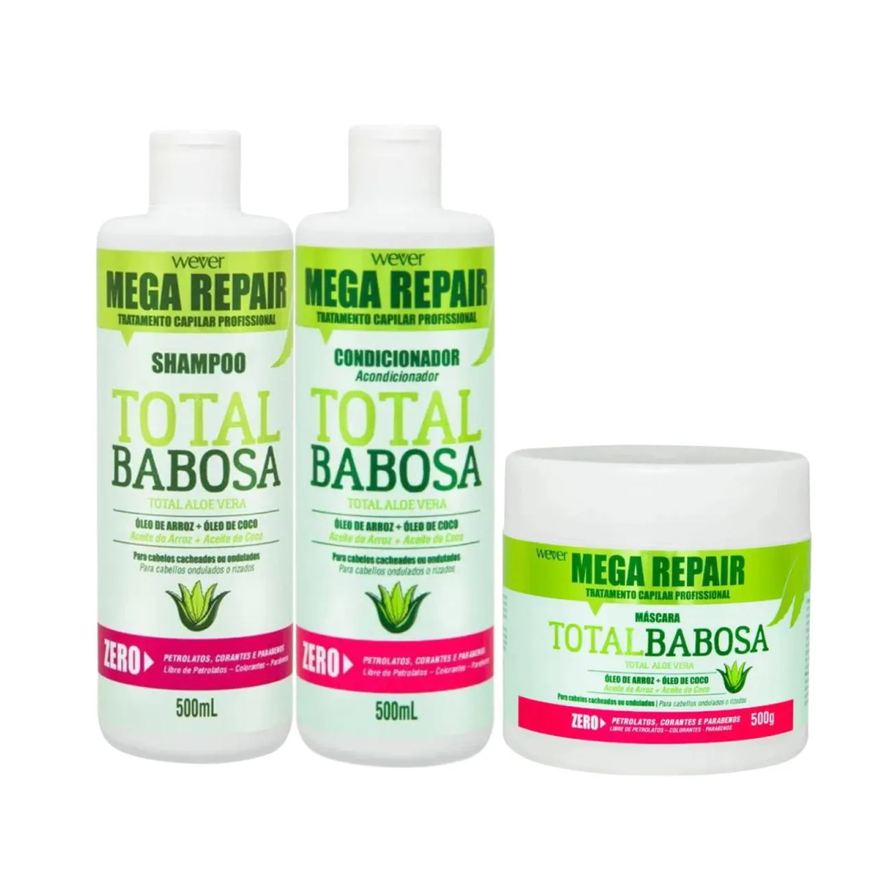 Wever Ind E Com De Cosmeticos Ltda Kit Shamp Cond Masc Babosa Cabelos Cacheados 500ml - Wever