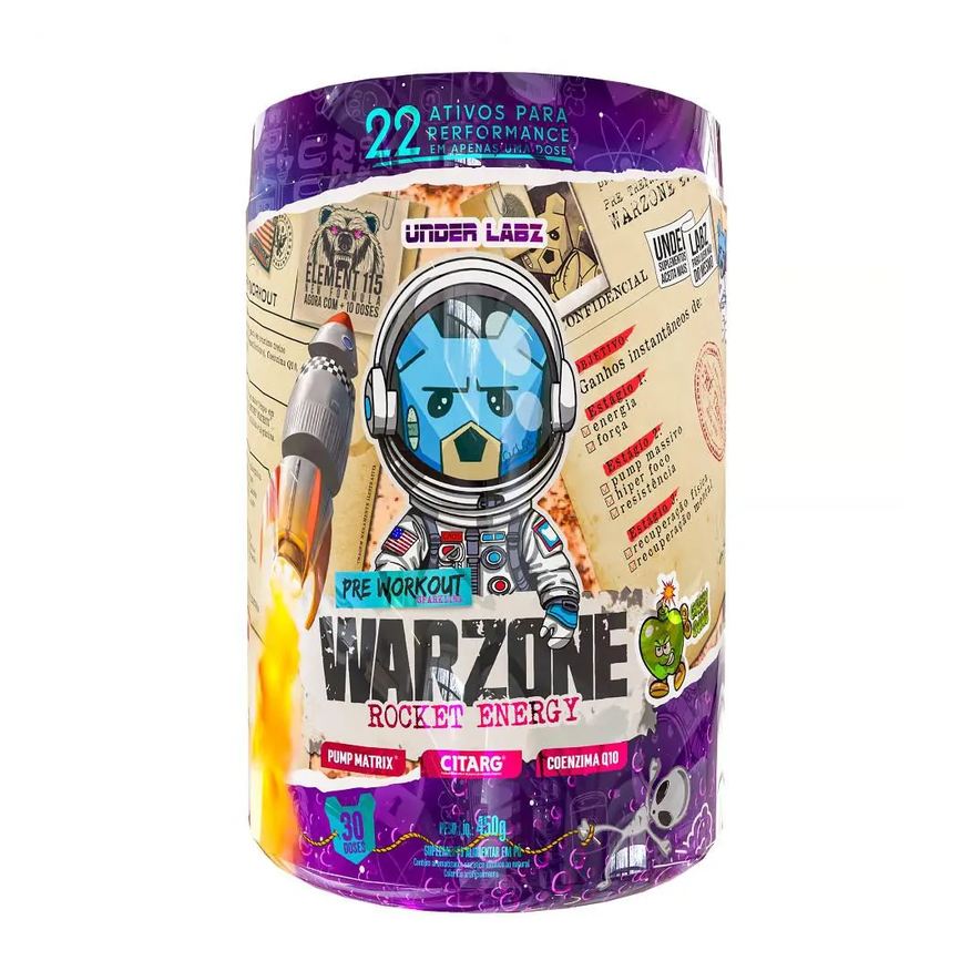 Under Labz Pré Treino Warzone Rocket Energy Green Bomb 450g