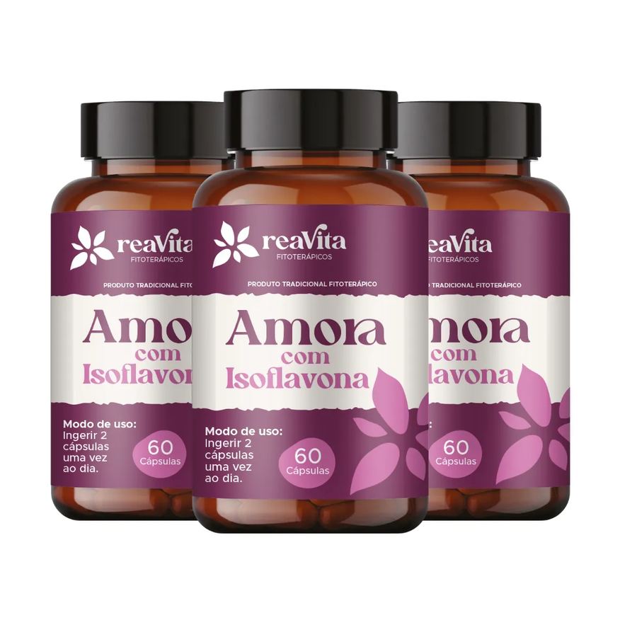 Reavita Kit Suplemento Natural 3 Amora Miúra + Isoflavona 500mg 60 Cápsulas