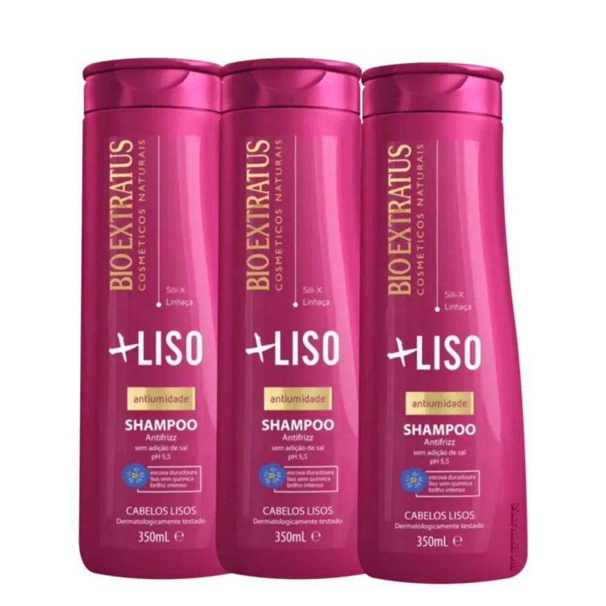 Bio Extratus Kit C3 Shampoo +liso Brilho Intenso Antiumidade