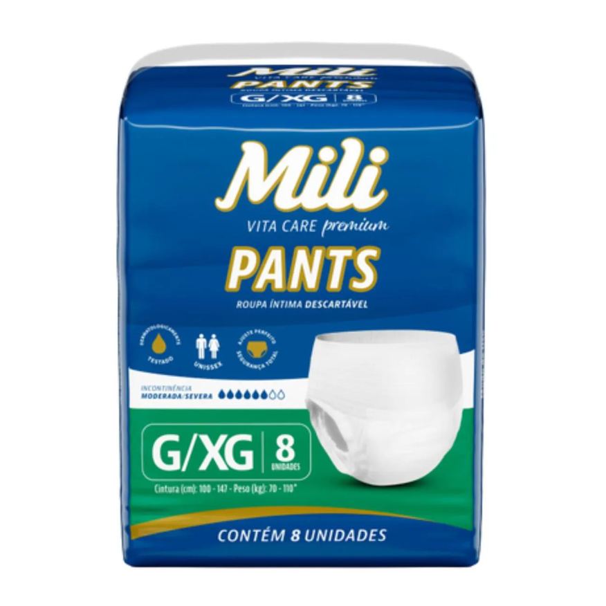 Mili Fralda Pants Adulto G/xg Descartável 8 unidades