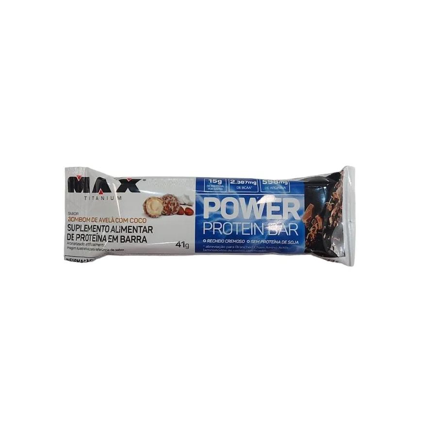 Max Titanium Power Protein Bar (41g) - Sabor: Bombom de Avelã C/ Coco