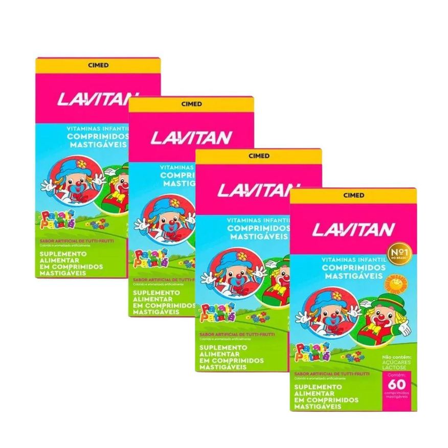 Cimed Kit 4 Lavitan Kids Suplemento Vitamínico Sabor Tutti-Frutti 60 Comprimidos