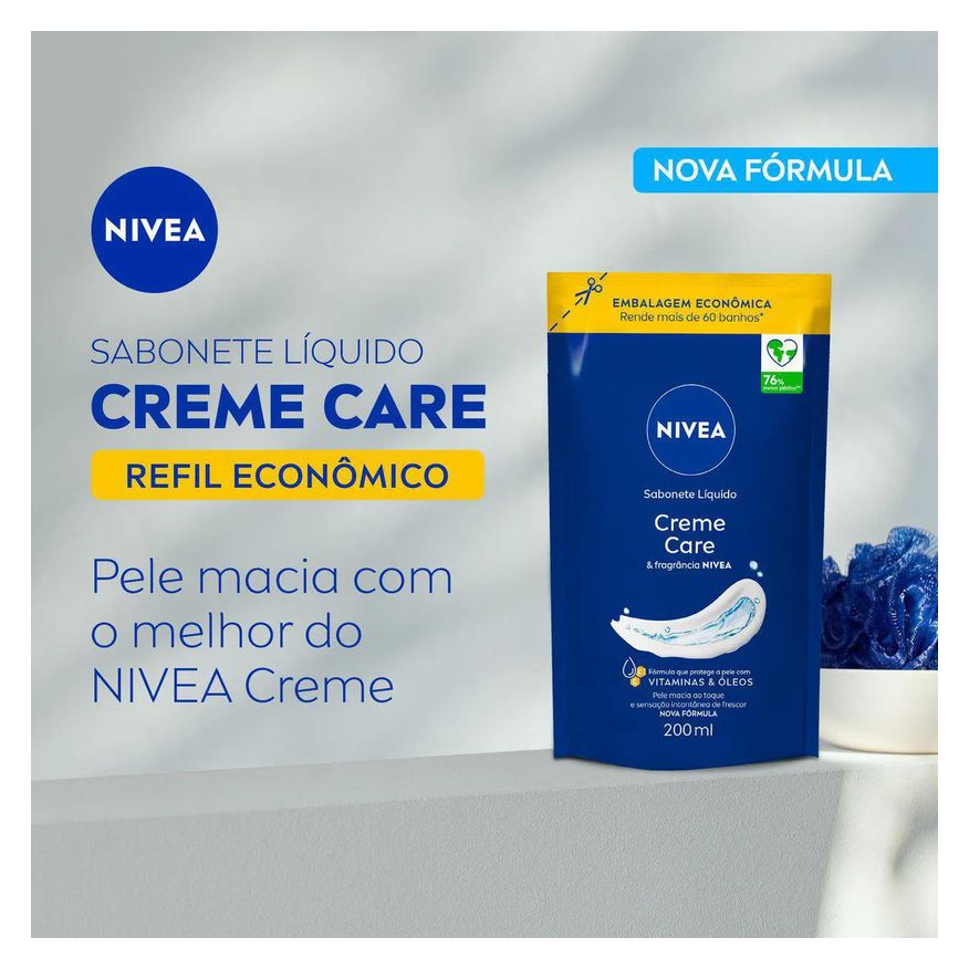 Nivea Refil Sabonete Líquido Corporal Creme Care com 200ml