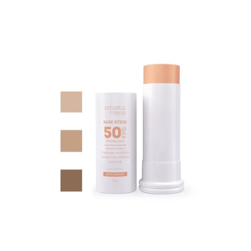 Extratos da Terra Base Stick Filtro Fps 50 Matte Cores 12g Bege Caramelo