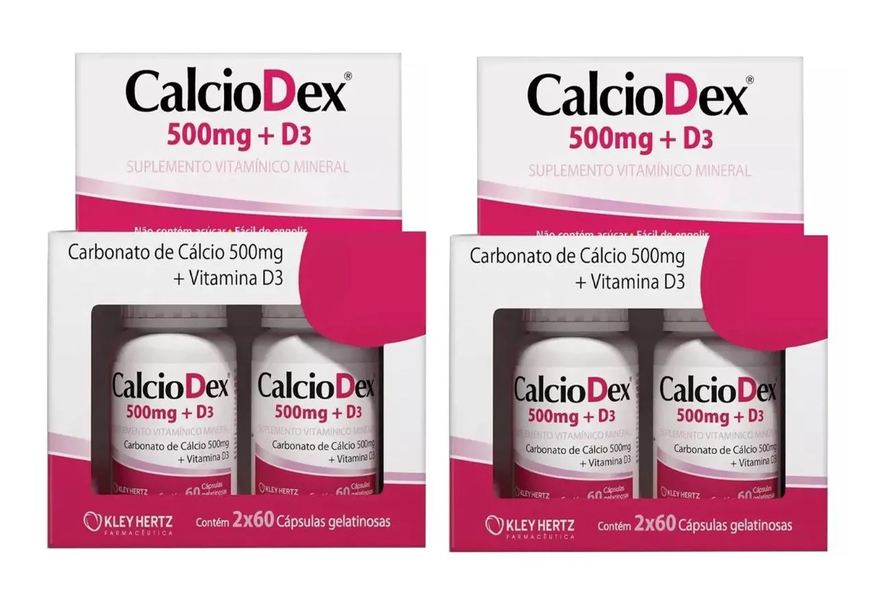 Kley Hertz Kit 2 Calciodex 500mg + D3 com 120 cápsulas