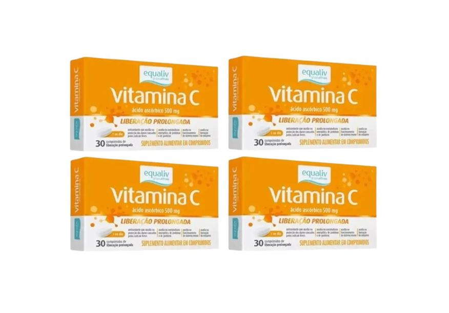 Equaliv Kit 4 Suplemento Vitamina C Ácido Ascórbico 500mg