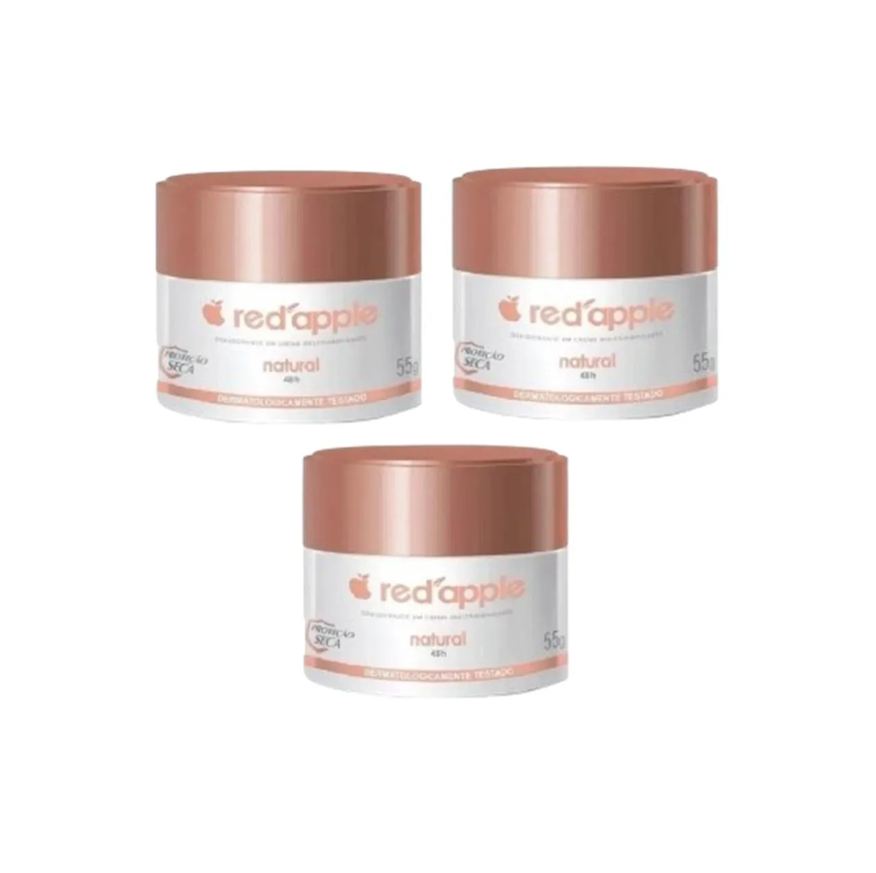 Red Apple 3 Desodorantes Creme Antitranspirante Natural 55g