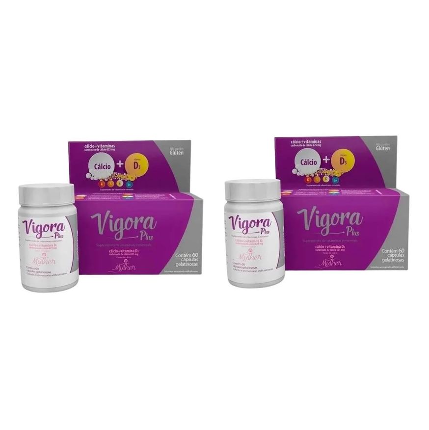 Prati Donaduzzi KIT 2 VIGORA PLUS MULHER CáLCIO CALCIUM +VIT D3 60 CáPSULAS