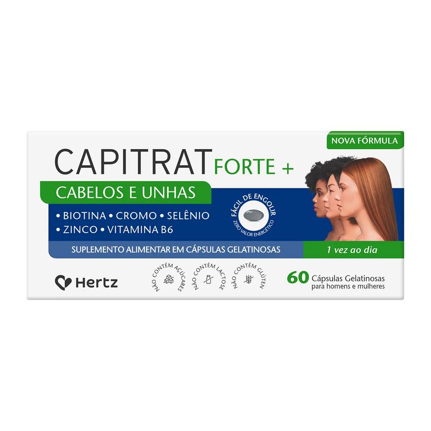 Alimentar Suplemento Capitrat Cabelos e Unhas com 60 cápsulas
